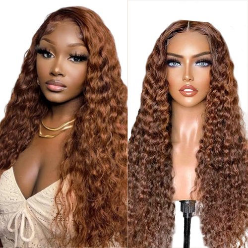 Luxvogue Chocolate Curly Human Hair Wig Lace Frontal Closure Jerry Curly Human Hair Wig Pre Plucked Pre Cut Lace Frontal Closure Glueless Wigs Elastic Band 200% Density