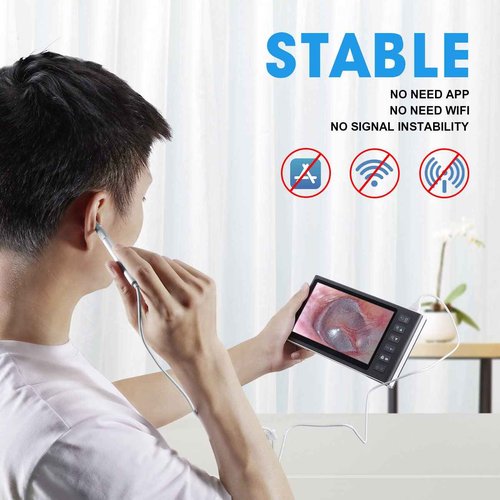 Digital Otoscope with 7 Inch IPS Screen, Hiacinto Ear Wax Removal Tool Camera, 3.9mm HD Ear Scope Otoscope with Light, Ear Camera and Wax Remover, Supports Photo Snap and Video Recording, 32GB Card