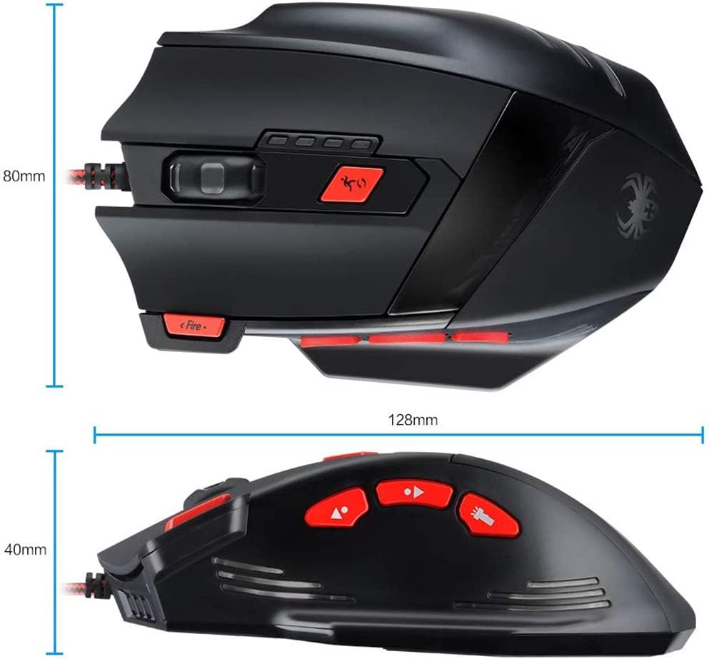 Zelotes Wired Gaming Mouse, 9200DPI, 8 Programmable Buttons, USB Optical Ergonomic Mouse, Corded Computer Mouse, Mouse Gaming for PC, Mac, Black