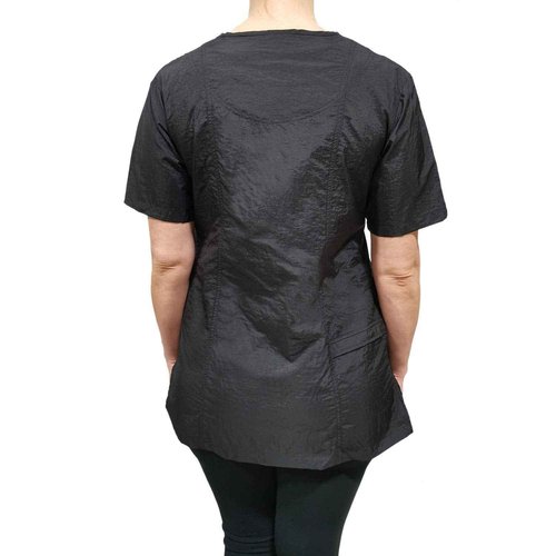 CHARLENE Haley Short Sleeves Jacket | High Fashion Hair Stylist Nylon Uniform | Water-Repellant Breathable Nylon | Machine Wash | Zipper Closure (BLACK, M)