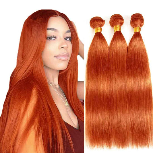 Giginger Brazilian Human Hair Bundles 24 26 28 inch Orange Straight Bundles 350 Color Ginger Orange Unprocessed Virgin Quick Weave Hair for Black Women