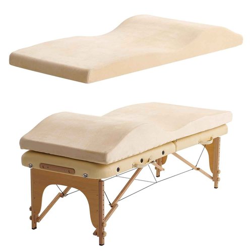 Curvy Massage Bed Topper - High Density Foam Lash Bed Topper with Soft Touch Short Plush and Ergonomic Design, Non-Slip Esthetician Massage Table Mattress Pad for Beauty Salon, 70x23 Inch, Beige