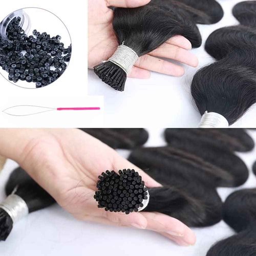 Beayhal I Tips Body Wave Microlink Human Hair Extensions Brazilian 100% Real Human Hair Bundles Itips Micro Beads Body Wave Bulks Pre Bonded Keratin Stick Tipped Hair Extensions 100 Strands 100g 22"