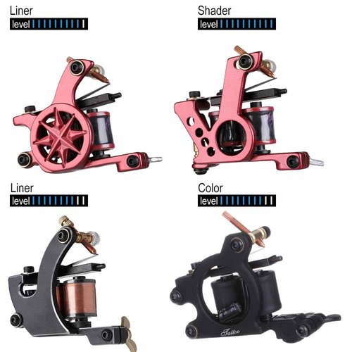 Solong Complete Tattoo Kit 4 Tattoo Machine Guns 54 Inks Power Supply Foot Pedal Needles Grips Tips Carry Case TK466-US