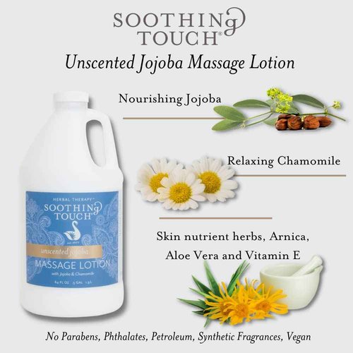 Soothing Touch Unscented Versa Creme and Jojoba Massage Lotion Bundle (1 Gallon Each) | Maximum Moisture and Deep Hydration | for Professional Massage Therapists