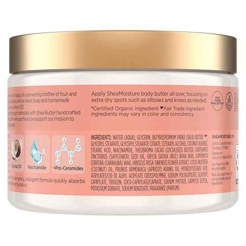 SheaMoisture Illuminating Body Butter with Coconut & Hibiscus, Niacinamide and Pro-Ceramides, Renewing Skin¡¯s Natural Glow, 48H Moisturizing 11.5 oz