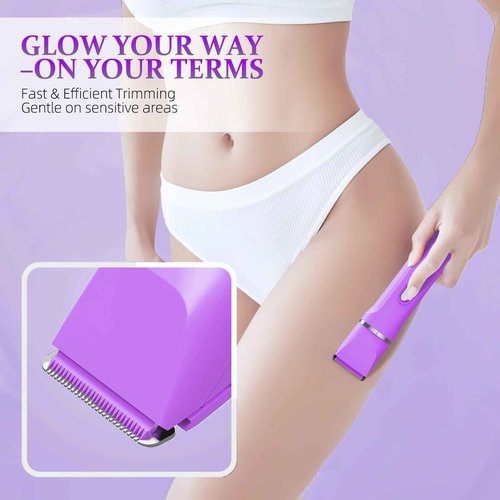 HOHOLE 5-in-1 Bikini Trimmer for Women, IPX7 Waterproof Electric Razors Shaver, Cordless Body Hair Trimmer, Facial & Pubic Hair Removal, Ceramic Blade (Eggplant)