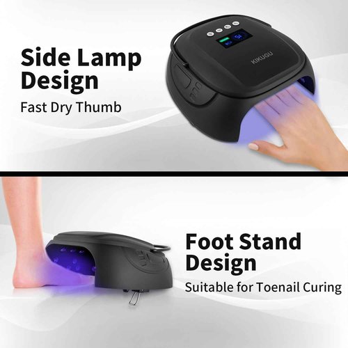 Kikugu Cordless UV LED Nail Lamp,126W Rechargeable Nail Dryer for Gel Nails,Fast Curing Lamp Manicure,Pedicure,Ideal for Nail Salon(Black)