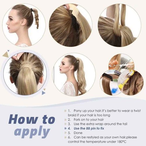 LaaVoo Human Hair Ponytail Extensions Brown Ombre Ponytail Hair Extensions Human Hair Balayage Brown 18 Inch 80g