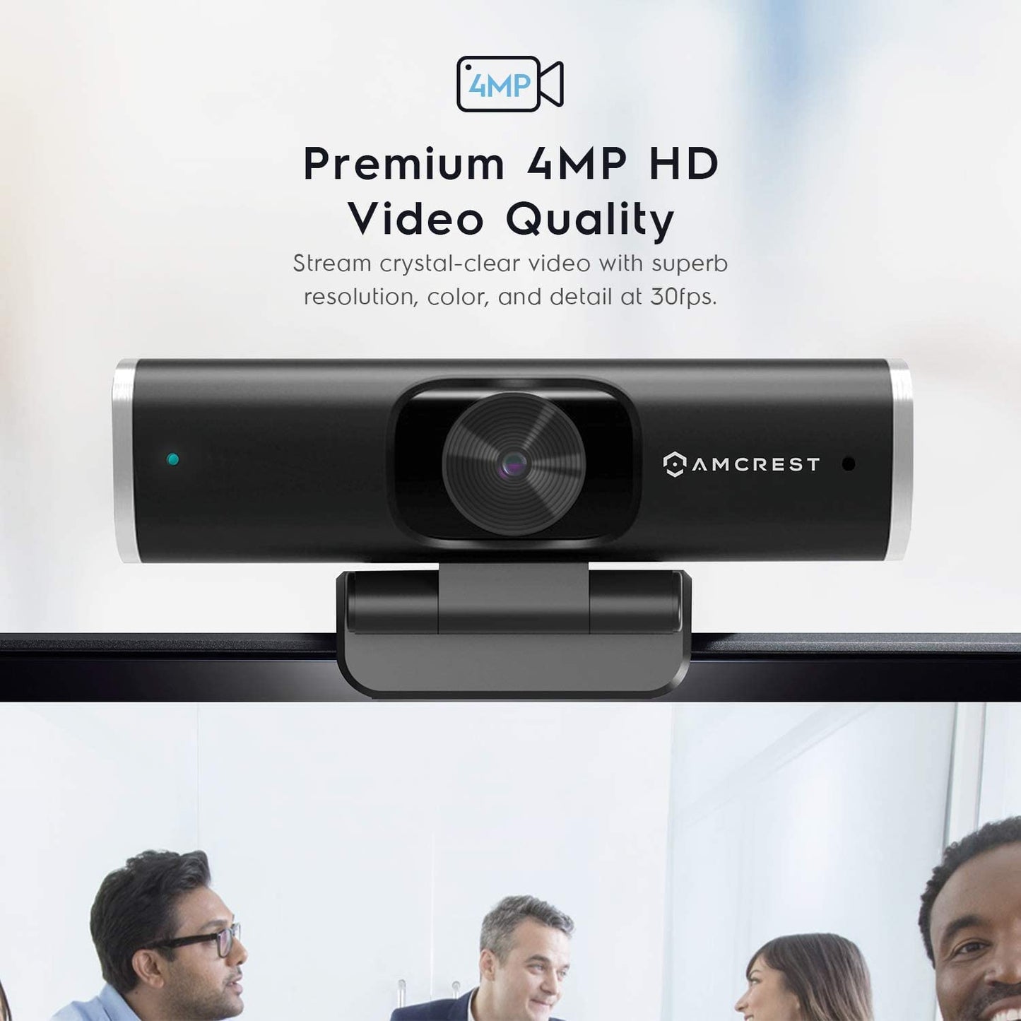 Amcrest 4-Megapixel Webcam w/Microphone & Privacy Cover, Web Cam USB Camera, Computer HD Streaming Webcam for PC Desktop & Laptop w/Mic, Wide Angle Lens & Large Sensor for Superior Low Light (AWC496)