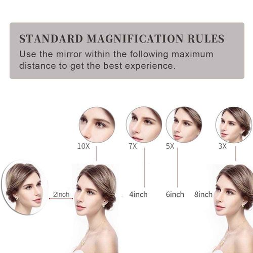 GURUN 8.5 Inch Magnifying Makeup Mirror with 3 Tones LED Lights Double Sided Vanity Mirror for Bathroom with 10X Magnification M1809DJ (Gold 10X)