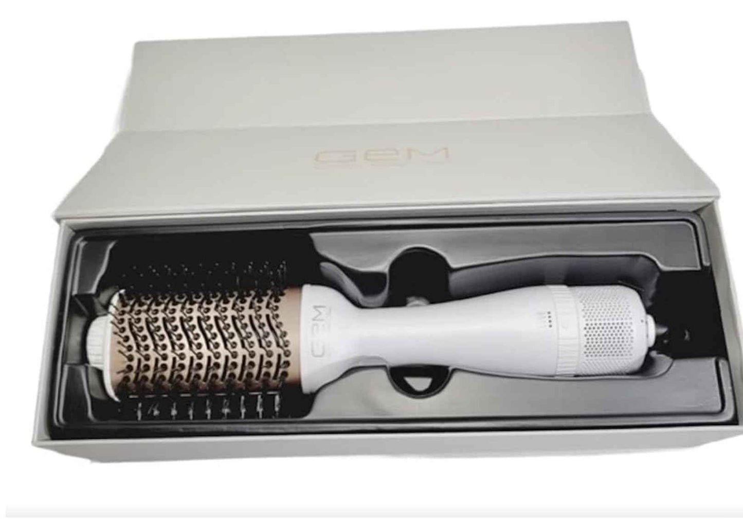 Generic GEM Hot Air Styling Brush for Dry Style Volume Pearl White/Rose Gold Hair Dryer