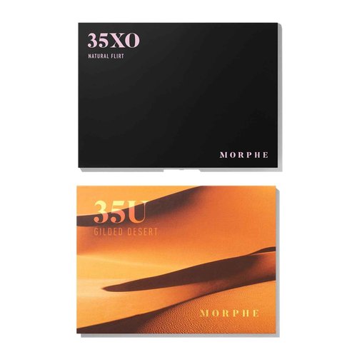Morphe 35XO & 35U Cosmetic Palettes - Natural Flirt and Gilded Desert Eyeshadows - Made to Build, Blend & Layer for Everyday, Versatile Makeup Looks - (2 Count, 1.98 oz each)