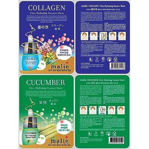 100 Pcs-Combo Ultra Hydraiting Essence Mask (10 types x 10 pcs), Korean Facial Mask Sheet, Skincare Moisturizing