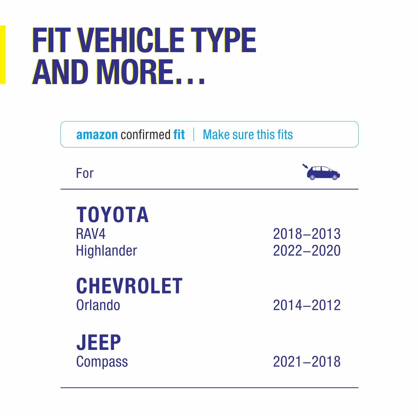 10" Rear Wiper Blades Replacement For TOYOTA RAV4 2018 2017 2016 2015 2014 2013,Highlander 2024 2023 2022 2021 2020,Corolla Cross 2022-2024,Jeep Compass 2024-2018, BACK Windshield Wiper Blades-(10-A)