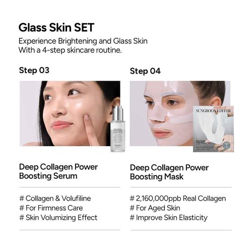 SUNGBOON EDITOR Refine Finelines Routine for Glass Skin Set (Deep Collagen Face Mask 4ea, Collagen Melting Patch 6pcs, Collagen Cream In Serum, Collagen Barrier Serm Mist), Skincare Gift Sets for Mom