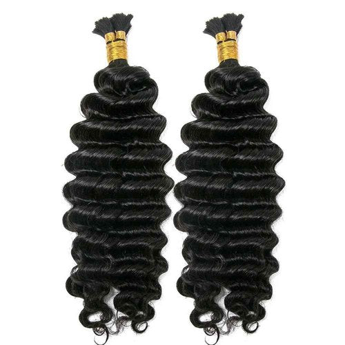 Pre-Divided Deep Wave Double Drawn Human Hair For Boho Braids Curly Bulk Human Hair No Weft For Braiding Human Hair Extensions 18inch 100g