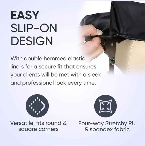 Spa Luxe Vinyl Massage Table Protector Cover Fitted (Black)