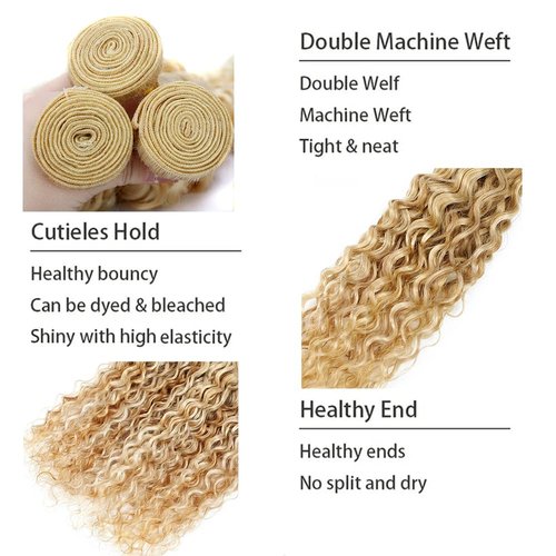 Blonde Bundles Human Hair Honey Blonde Bundles 613 Water Wave Bundle 22 24 26 inch LadrXadr P27/613 Human Hair Bundle