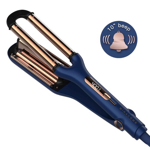 MIRACOMB Titanium Deep Waver Iron, Ion Technology, Digital Heat Settings, Auto Off, Dual Voltage (12.2 inches, Wavy Hair, Hair Waver)