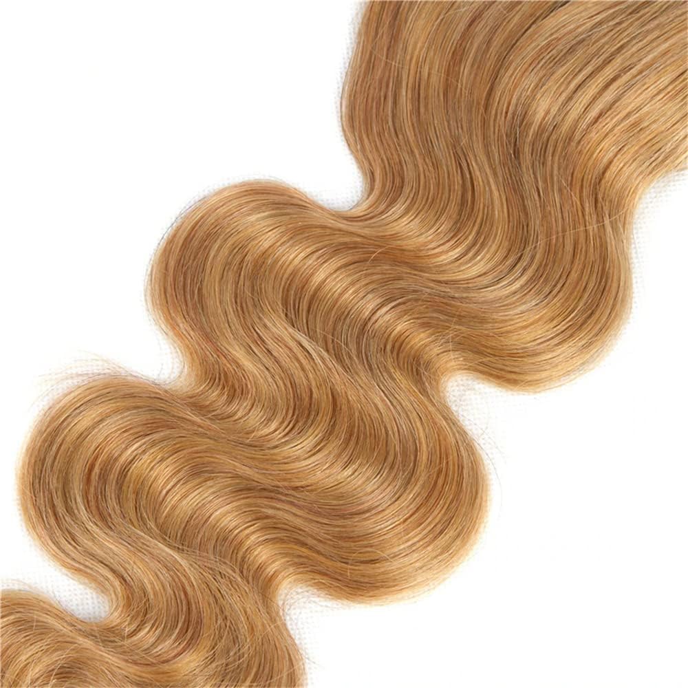 #27 Body Wave Human Hair Bundles Color 27 Blonde Human Hair 18 20 22Inch 3 Bundles Unprocessed Virgin Hair(#27-BB-18 20 22)