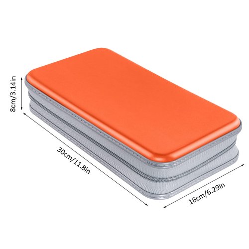 Siveit CD Case, DVD Case Holder 96 Capacity Hard Plastic CD DVD Disc Cases Storage Binder Wallet for Car Home Office Travel (Orange)