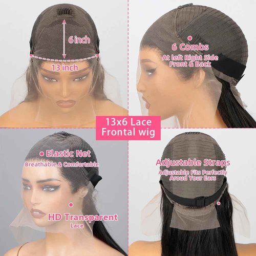 Urbansister 13x6 HD Lace Front Bob Wig Body Wave Human Hair Pre Plucked with Baby Hair Hd Transparent 16 Inch Short Bob Wig 200 Density Natural Black