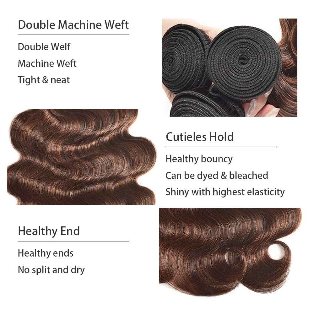 28 30 32 Inch Color 30 Bundles P4/30 Body Wave Bundle Highlight Human Hair 3 Bundles Two Tone Brown Mixed With Light Brown Bundle