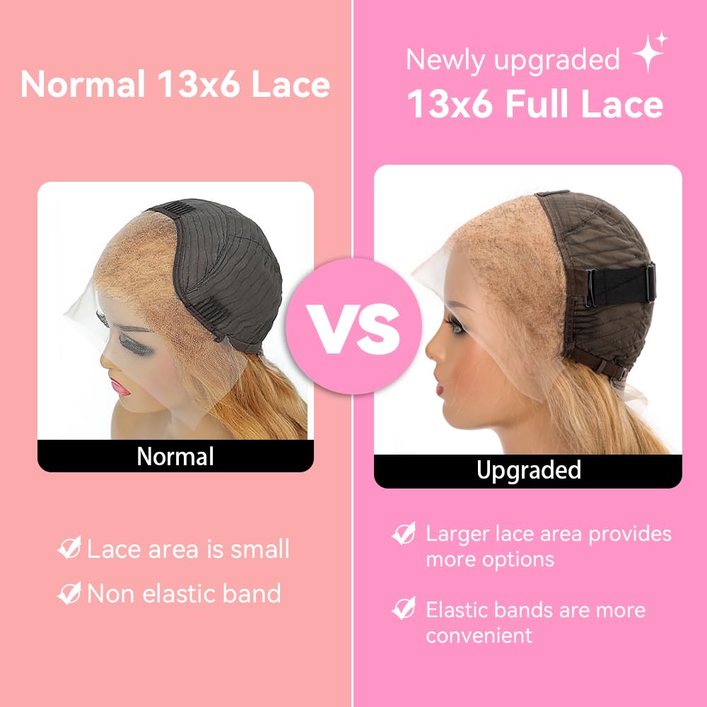 KTOOYKE Honey Blonde Wig Human Hair 22 Inch 13x6 Hd Lace Front Wigs Human Hair Pre Plucked 200% Density 27# Body Wave Lace Frontal Wigs Honey Blonde Wigs For Women