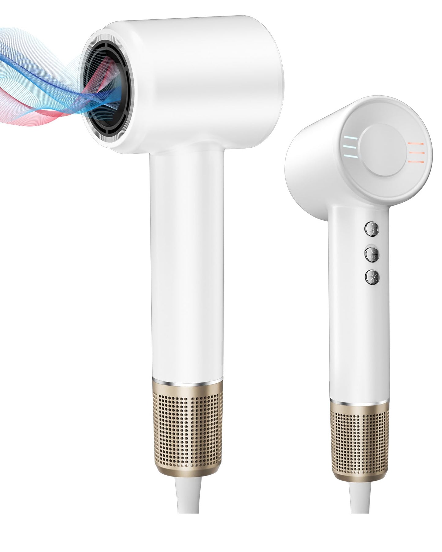 Hair Dryer - Negative Ionic Blow Dryer with 150000 RPM High Speed Brushless Motor for Fast Drying, Low Noise, HD Display Hair Dryer with Diffuser and Nozzle, 4 Temps & 3 Speeds