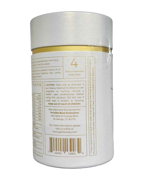 Goldie Locks Hair Growth Supplements Refill - Original Formula - Supports Hair, Skin, Nails & Joints - with Biotin, Multi-Collagen, Zinc & Adaptogenic Herbs - Daily Beauty Supplement - 120 Count