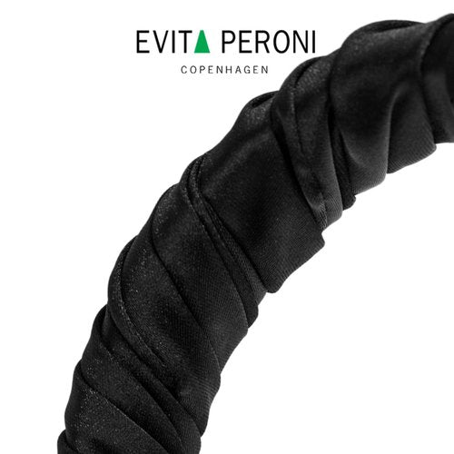 EVITA PERONI Black Mulberry Silk Fabric Wide Hard Hair Wrap Band Headband Accessories for Women-Mustard Green
