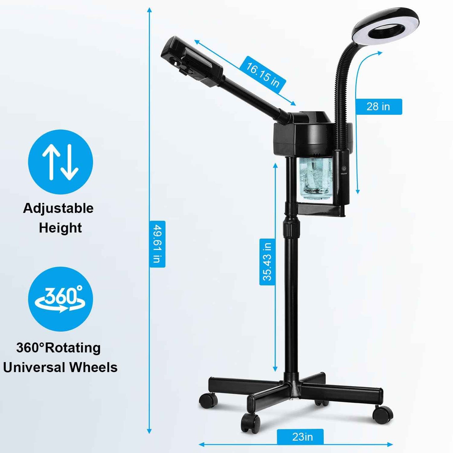 2 in 1 Facial Steamer Professional Ionic Face Steamer with 5X Magnifying Lamp&Adjustable Hot Mist Nozzle, Esthetician Facial Steamer Salon Spa Beauty Skin Care Equipment