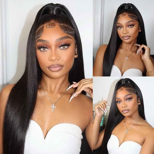 Ossilee 18 Inch 200% Density Invisi-Strap Hidden-Strap Transparent-Strap Snug Fit 360 Lace Front Wigs Human Hair Wigs for Black Women Straight HD Lace Front Wigs Human Hair Pre Plucked Pre Bleached