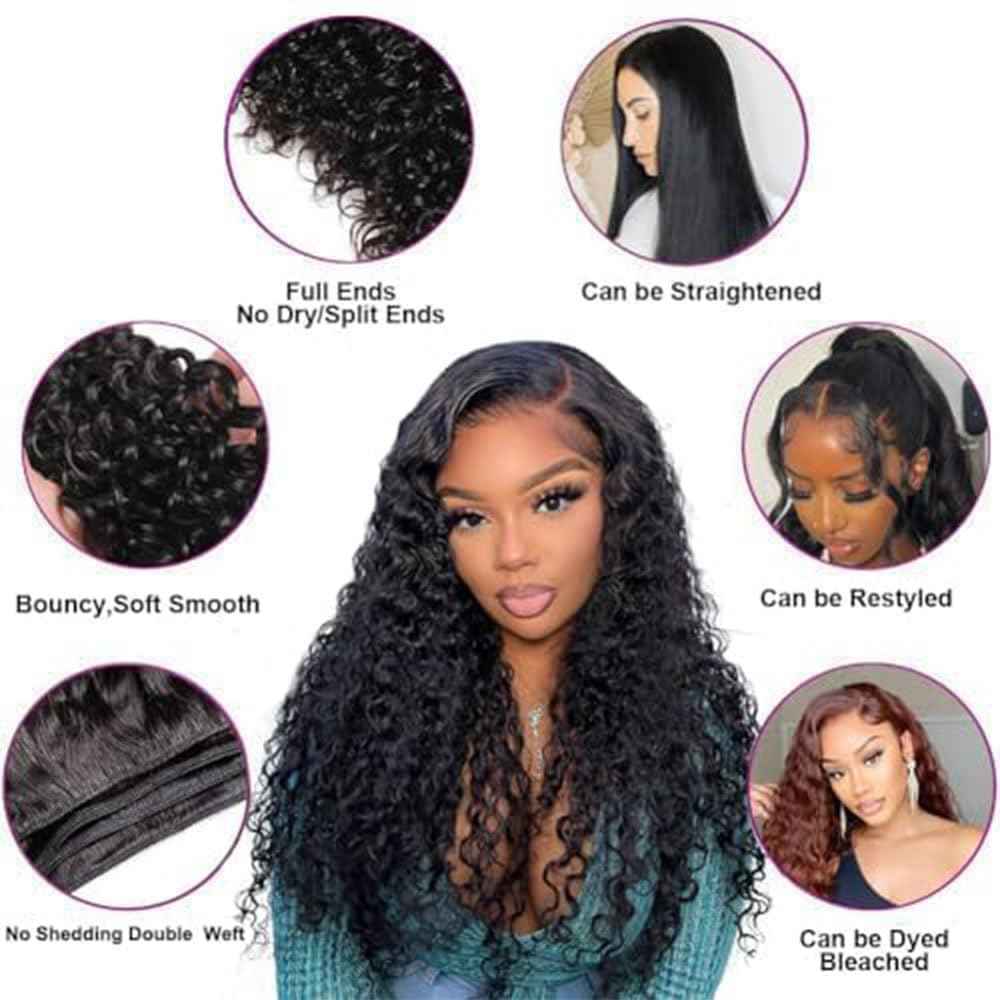 18 18 18 Inch Water Wave Bundles Human Hair 100% Unprocessed Curly Brazilian Virgin Hair Wet And Wavy 3 Bundles Human Hair Natural Black