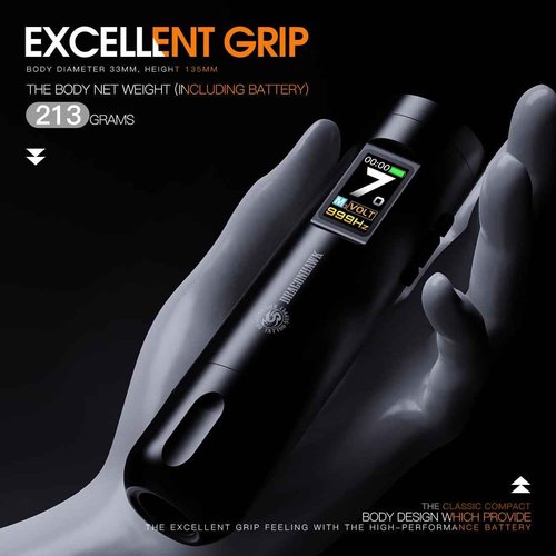 Dragonhawk Tattoo Kit X7 Tattoo Gun Kit Pen Machine Wireless Rotary Complete Tattoo Kit Smart Display 2 Replaceable Batteries 1,800mAh - Brushless Tattoo Motor by Mcore