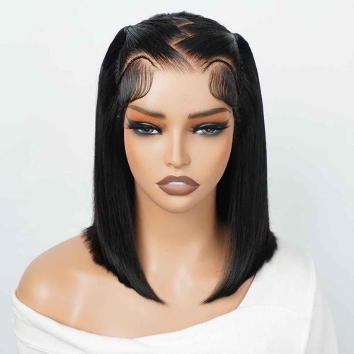 Asteria Hair Pre Styled Straight Bob Wig Human Hair 13x4 Glueless Ready To Wear Bob Lace Front Wigs Human Hair Pre Plucked Pre Cut Pre Everything Bob Wig For Women 10 Inch