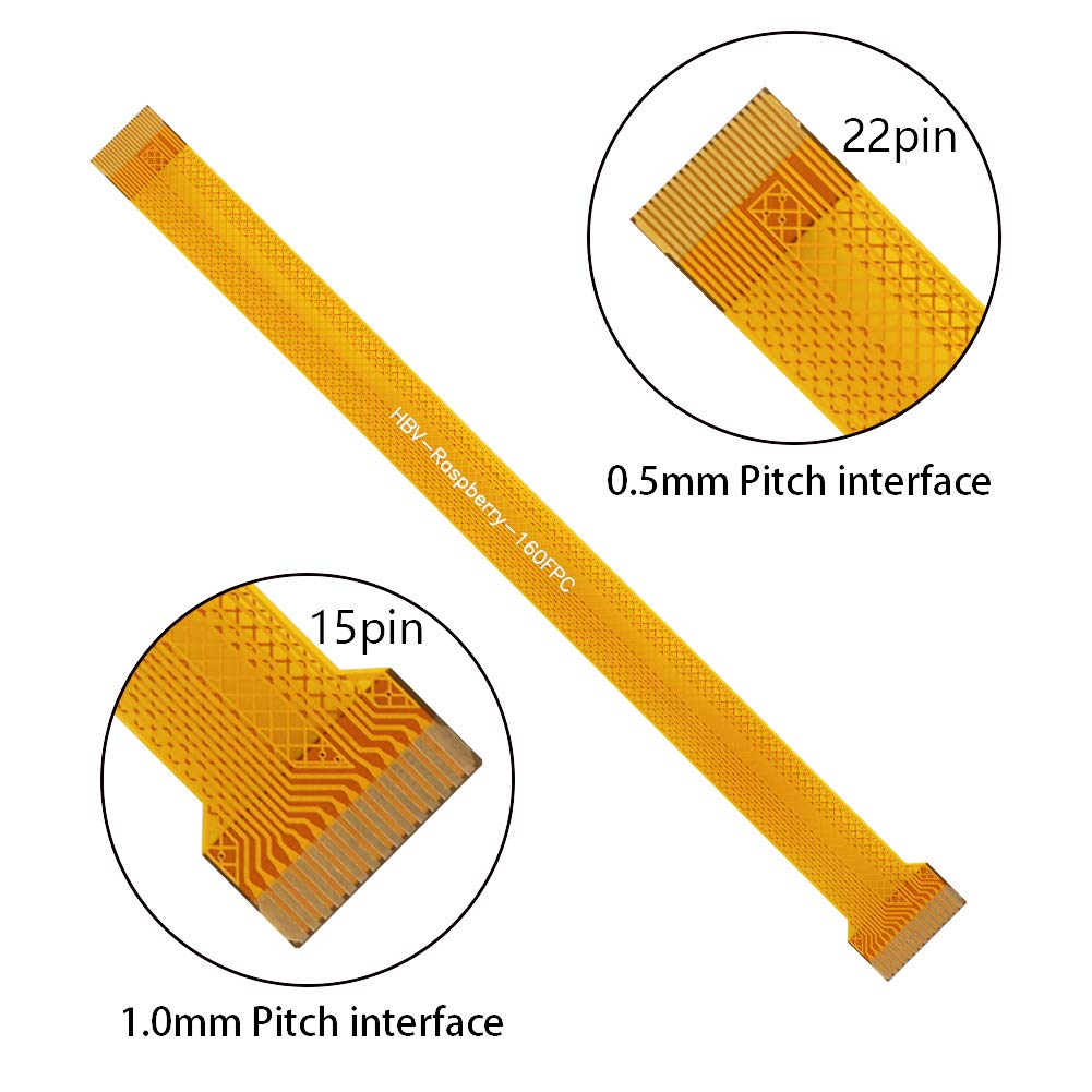 Aokin for Raspberry Pi Camera Cable, FPC Cable Ribbon Flex Extension Cable 15 Pin to 22 Pin for Raspberry Pi Zero or Zero W, Octoprint Octopi Webcam, Monitor 3D Printer, etc, 16cm/6.30in, 1 Pcs