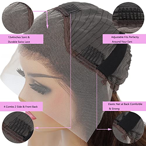 99J Burgundy Wine Red Color Body Wave 13x4 HD Lace Front Glueless Wigs Human Hair Pre Plucked Bleached Knots with Baby Hair Wigs Brazilian Human Hair Natural Hairline Wigs for Women(20Inch)