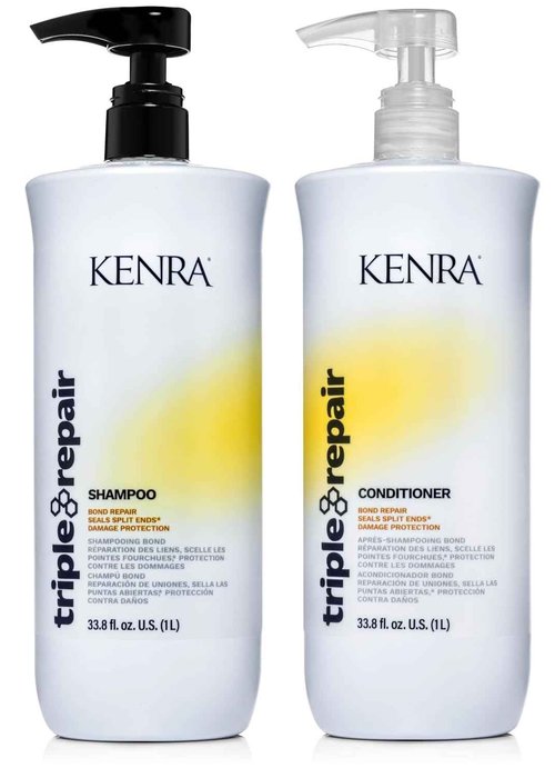 Kenra Triple Repair Shampoo/Conditioner Set | Targets & Repairs Weak or Broken Bonds | Split Ends | Damaged Hair | Bond Builder | Sulfate-Free | 33.8 fl. oz.