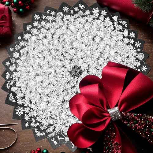 30 Sheets Christmas Nail Art Stickers Winter Nail Stickers Christmas Snowflake Design 3D Self-Adhesive Nail Decals for Nail Art Xmas Nail Sticker White Christmas Nail Art Supplies for Women