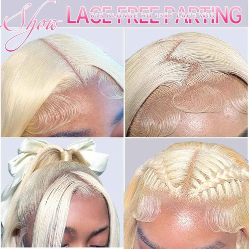 IUPin 32 Inch 613 13x6 Lace Front Wig Human Hair 220% Density Blonde Wig Human Hair Straight 613 HD Lace Frontal Wig Human Hair Transparent HD Lace Pre Plucked for Women