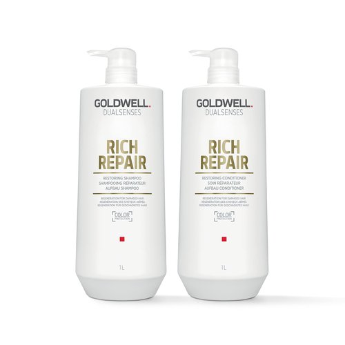 Goldwell Dualsenses Rich Repair Restoring Shampoo and Conditioner Liter Bundle