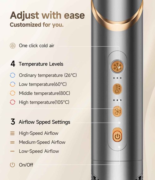 8 in 1 Hair Styler & Hair Dryer Brush Set, High-Speed Negative Ionic Foldable Hair Dryer Fast Drying, Multi Professional Hot air Styler for Curling Volumizing Straightening Styling(Grey)