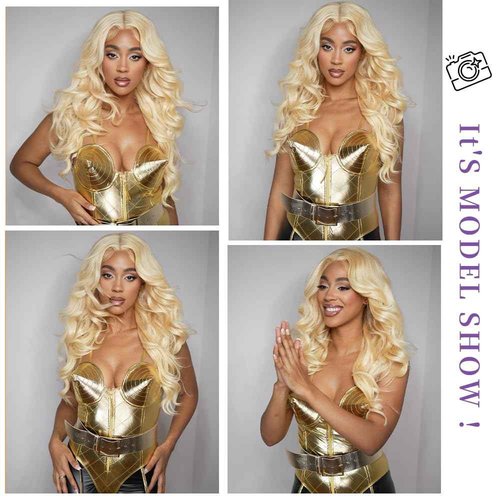 SEMANK 613 Lace Front Wig Human Hair 200 Density Blonde Wig Human Hair Body Wave 13x6 Lace Front Wigs Human Hair Pre Plucked Blonde HD Lace Frontal Wig 28 Inch