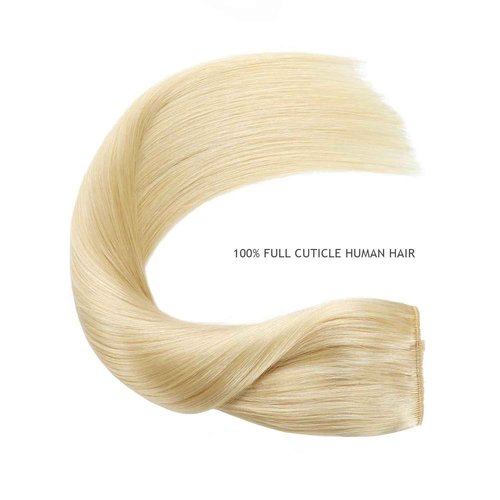 YILITE Human Hair Extensions Wire Hair,20 Inch 110g #60 Platinum Blonde Wire Hair Extensions Human Hair,Remy Human Hair Extensions with Invisible Fishing Line (20inch #60 110g)