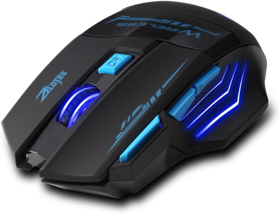 zelotes Wireless Mouse,4 Adjustable DPI,7 Buttons,Ergonomic Design,Energy-Saving,2.4GHz with USB Receiver,Optical Portable Mouse for PC,Mac,Laptop,Black