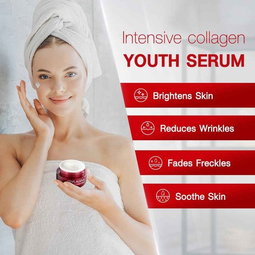 Trylagina 12X Age-Defying Collagen Serum, Anti Aging Face Cream, Anti Wrinkle Cream for Women, Face cream for Women, Anti Aging Skin Care, Brightening Serum, Hydration - 1.05oz