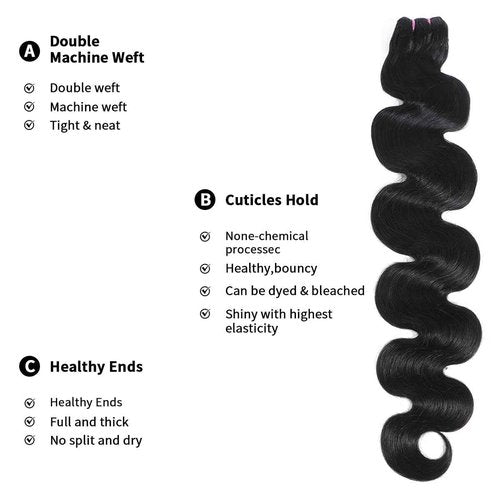 Mosari 15A Raw Human Hair Bundles Body Wave Human Hair, 14 16 18 inches No Tangle Shedding,Triple Lifespan Indian Virgin Hair,Multiple Washes Keep Texture Silky Soft