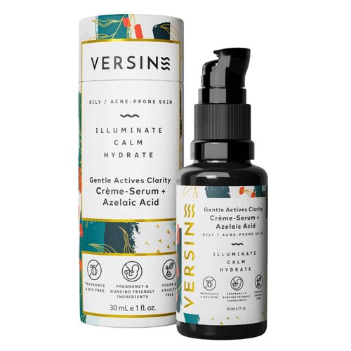 Versine Gentle Actives Serum for Face | Acne Prone Skin | Pregnancy Safe with Azelaic Acid, Vitamin C, Squalane, Niacinamide, Hyaluronic Acid | Moisturizer, Anti Aging and Brightening | 1Fl Oz